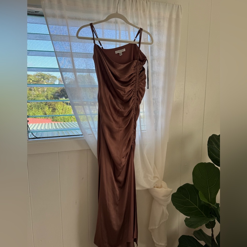 Shona Joy Ruched Dress - Bronze - Picture 2 of 12